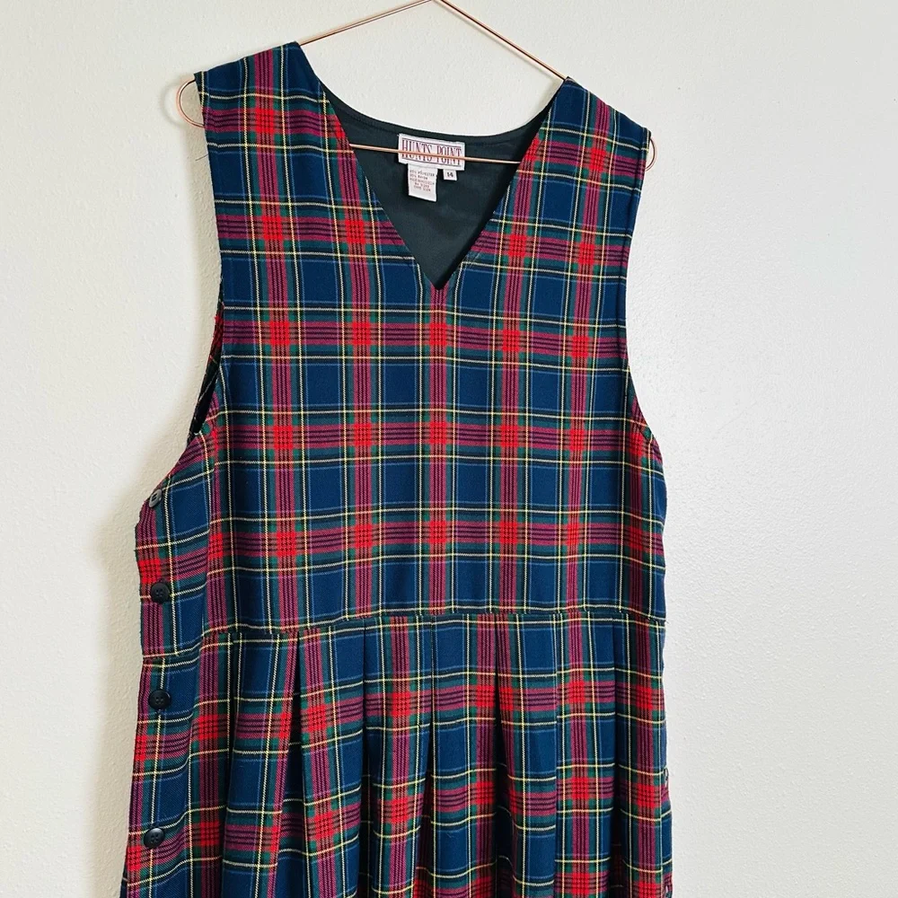 Vintage Hunts Point Plaid Sleeveless Jumper Dress - Picture 6 of 8